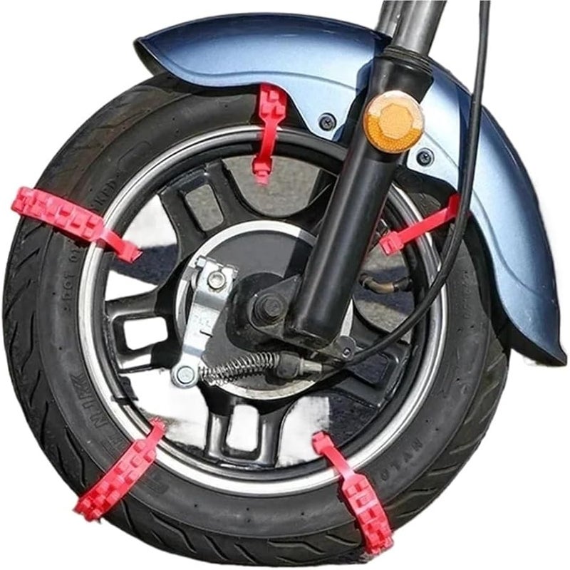 Universal 20PCS Red Motorcycle Snow Chains Anti Skid Winter Safety Wheel Ties - Image 1